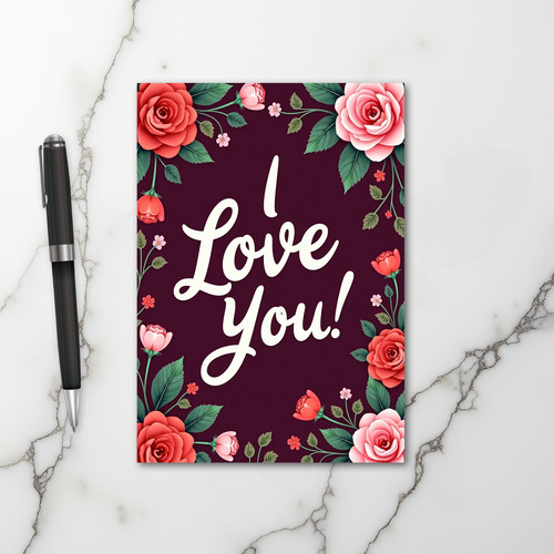 I Love You Romantic Roses Card