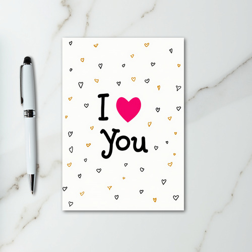 I Love You Scattered Hearts Card