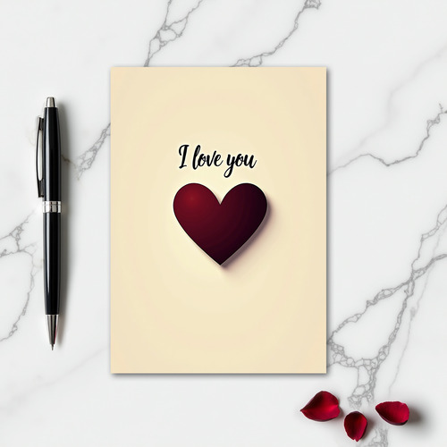 I Love You Script Heart Minimalist Card