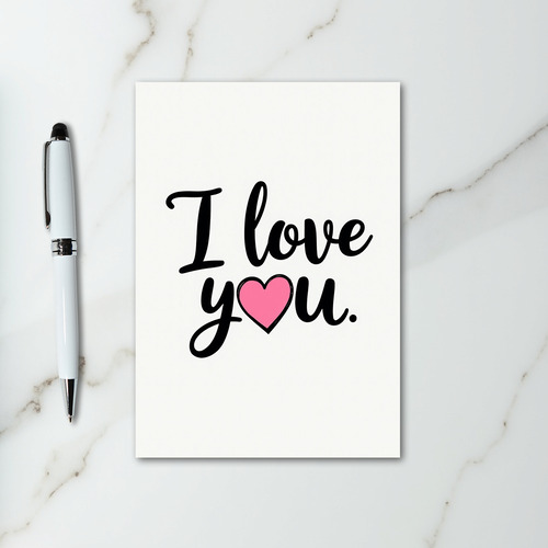 I Love You Script Pink Heart Card