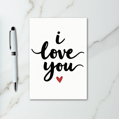 I Love You Script Red Heart Card