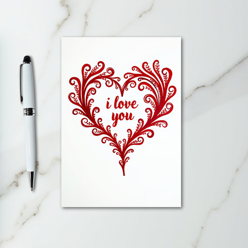 I Love You Scrollwork Heart Card