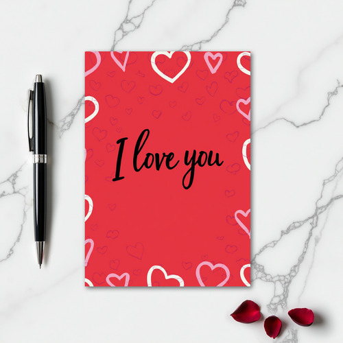 I Love You Sketch Hearts Card