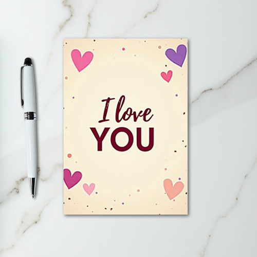 I Love You Speckled Hearts Card