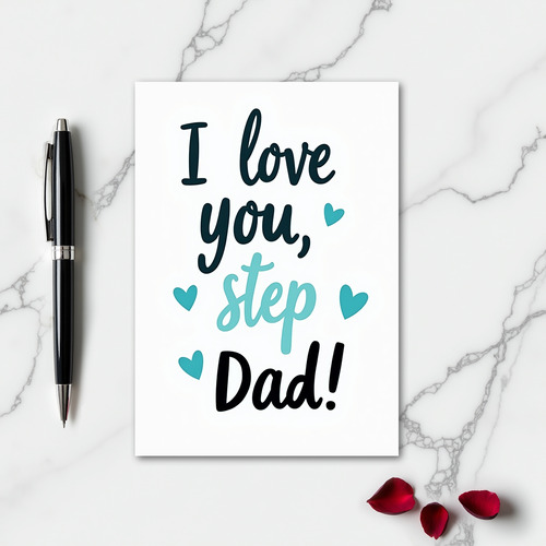 I Love You Step Dad Hearts Card