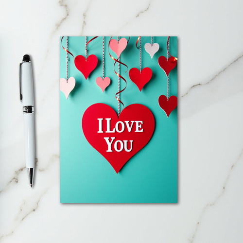 I Love You Striped Heart Valentine Card