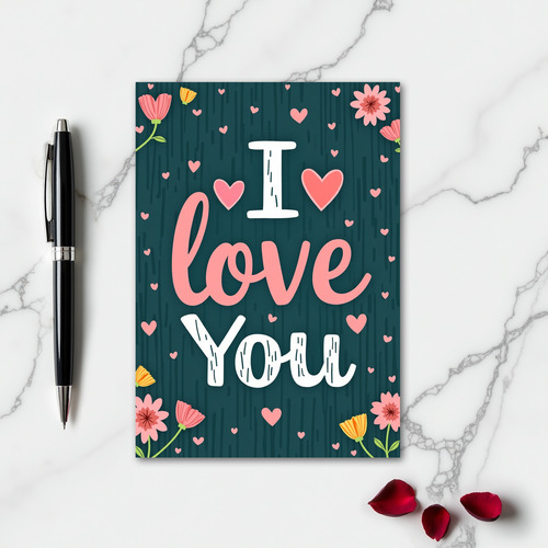 I Love You Striped Texture Card