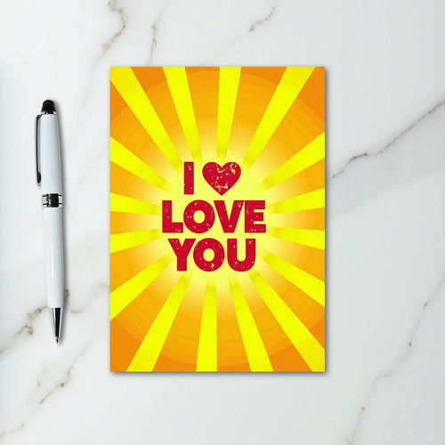 I Love You Sunburst Heart Card