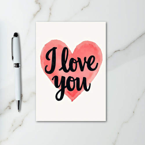 I Love You Watercolor Heart Card