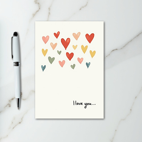 I Love You Watercolor Hearts Card