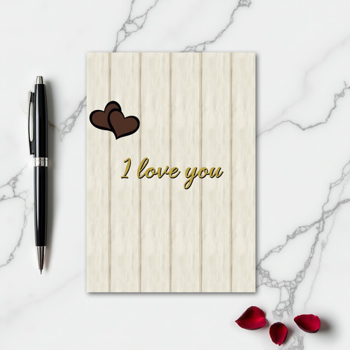 I Love You Wood Hearts Card