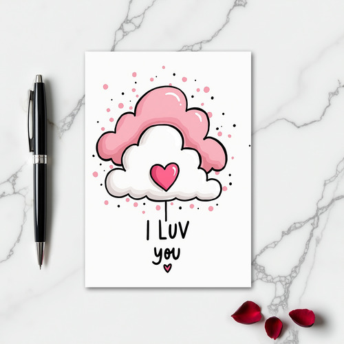 I Luv You Cloud Art Card