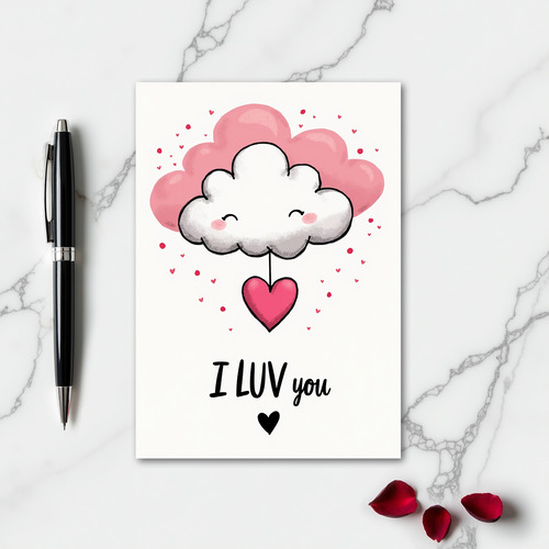 I Luv You Cloud Heart Card