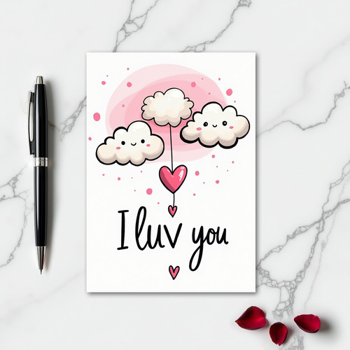 I Luv You Clouds Cute Love Card