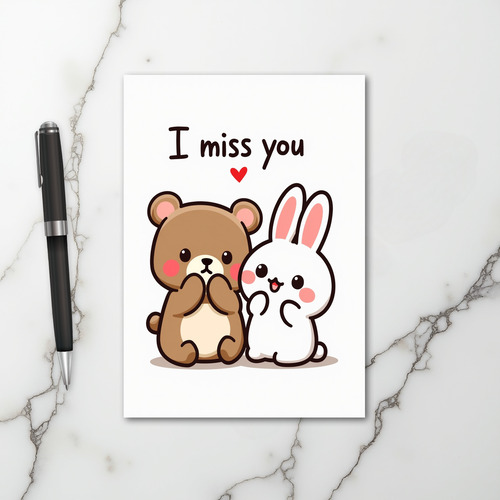 I Miss You Cute Animals Card