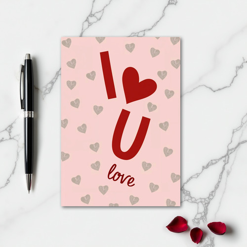 I U Love Hearts Pattern Card
