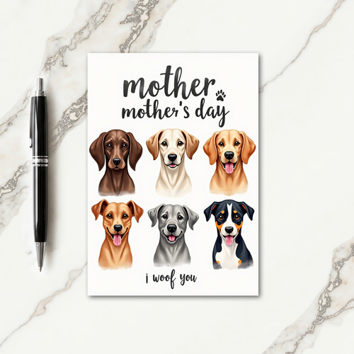 I Woof You Mothers Day Dogs Card
