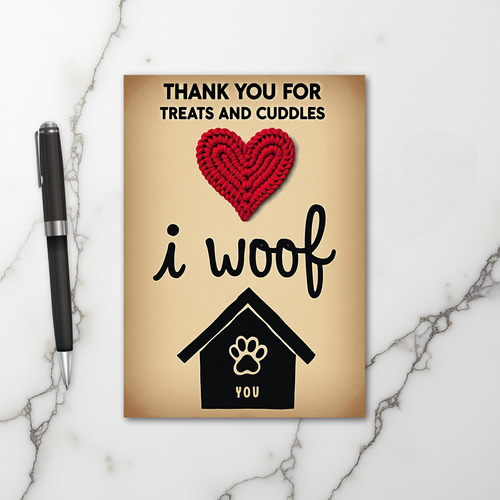 I Woof You Thank You Dog Card