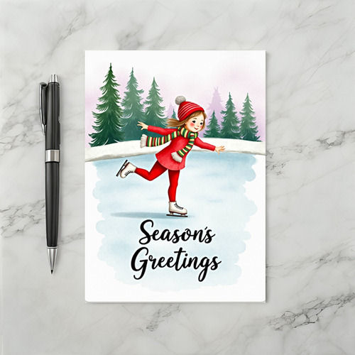 Ice Skating Girl Christmas Card