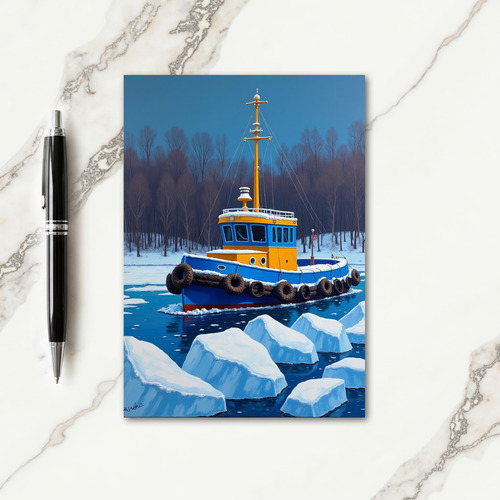 Icy Fathers Day Boat Art Card