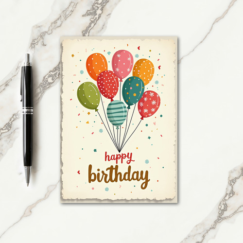 Illustrated Balloon Birthday Card