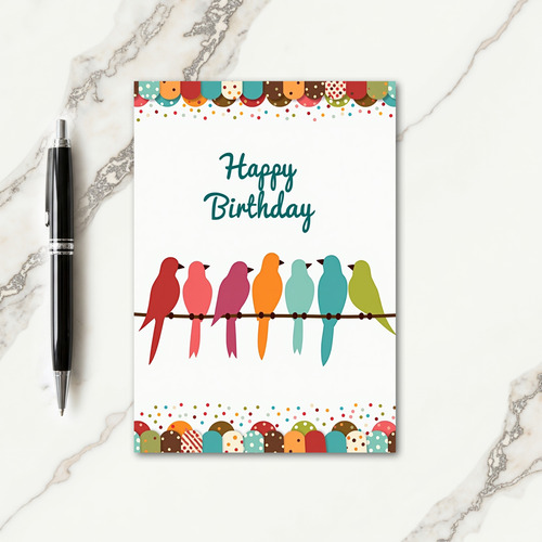 Illustrated Birds Birthday Card