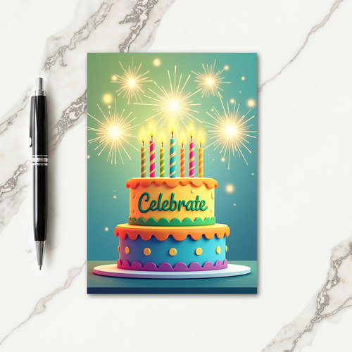 Illustrated Cake Birthday Card