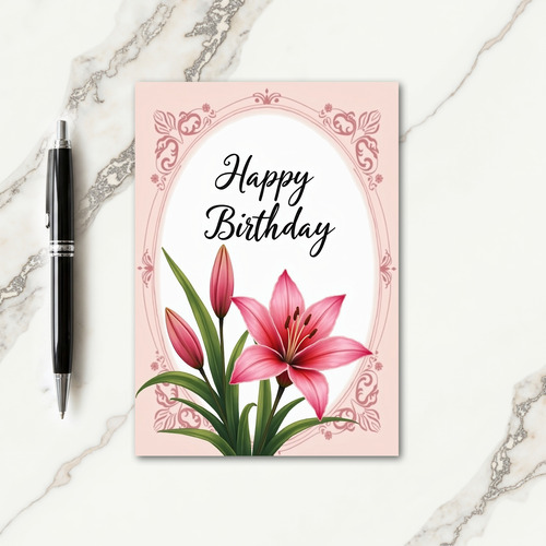 Illustrated Floral Birthday Card