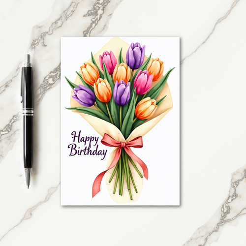 Illustrated Flower Birthday Card