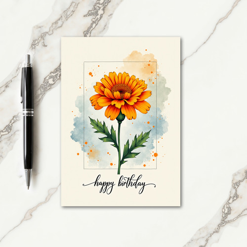 Illustrated Orange Birthday Card