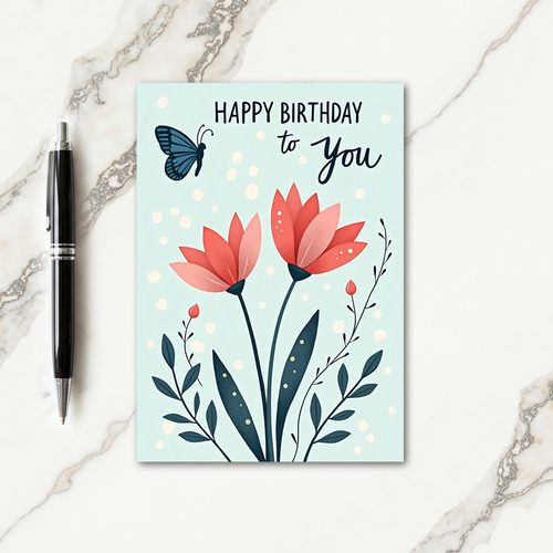 Illustrated Petal Birthday Card