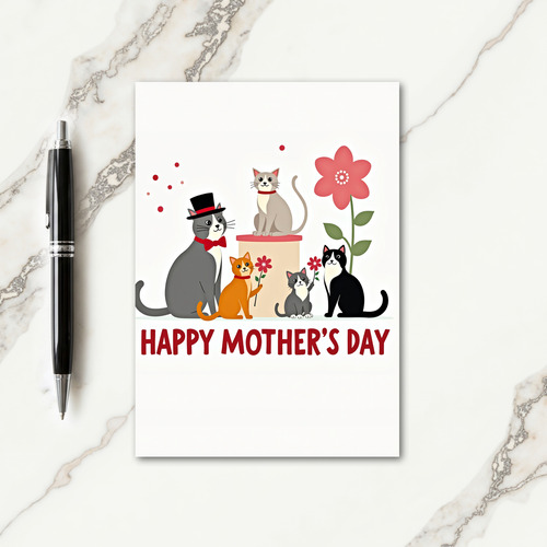 Illustration Cats Mothers Day Card
