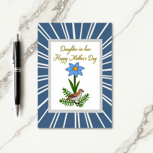 Illustrative Mothers Day Blue Card