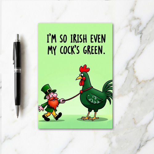 Im So Irish Green Rooster Card