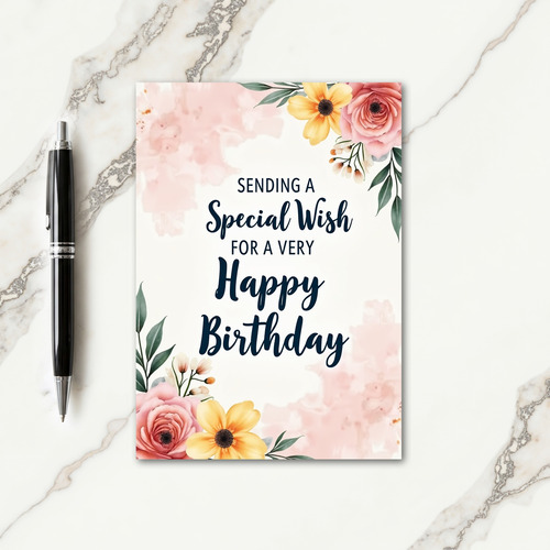 Indigo Blossom Birthday Card