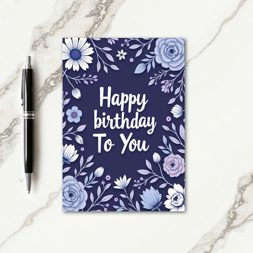Indigo Botanical Birthday Card