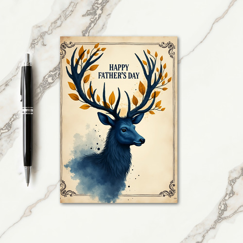 Indigo Deer Fathers Day Art Card