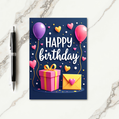 Indigo Party Birthday Card
