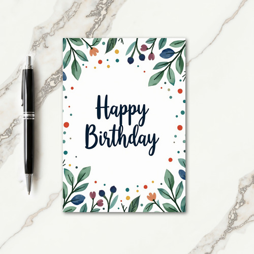 Indigo Script Birthday Card