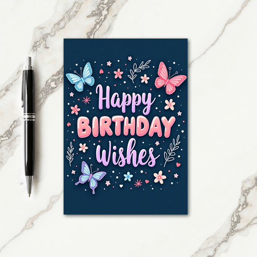 Indigo Winged Birthday Card