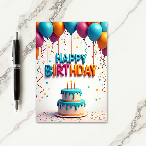 Inflated Letters Birthday Card