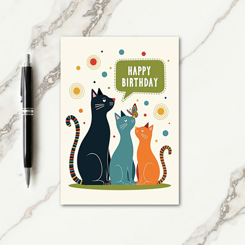 Insect Feline Birthday Card