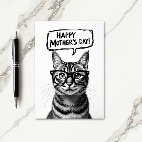 Intellectual Cat Mothers Day Card