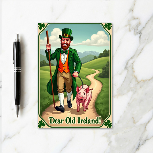 Ireland Friend And Pig Walk Card