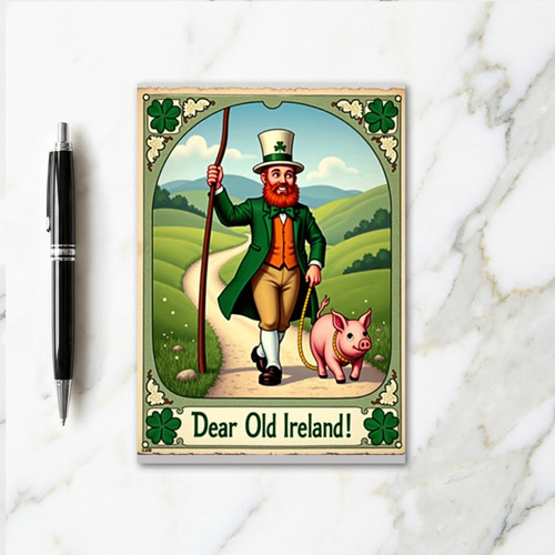 Ireland Man And Pig Fun Day Card