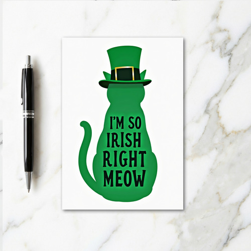 Irish Cat Right Meow St Patricks Card