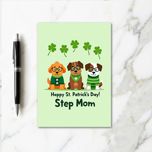 Irish Dogs Step Mom St Patricks Card