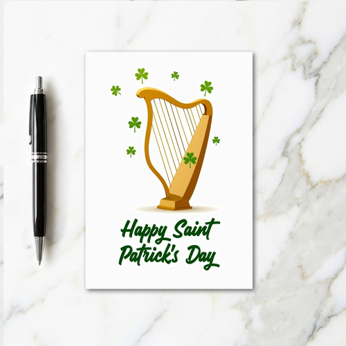 Irish Harp Saint Patricks Day Card