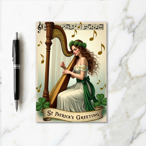 Irish Harp Serenade St Patricks Card