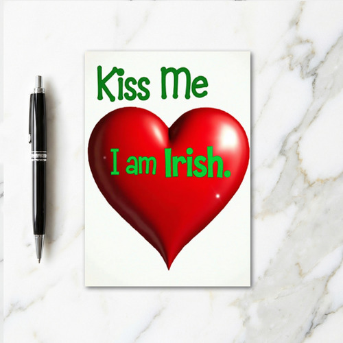 Irish Kiss Me Heart Card